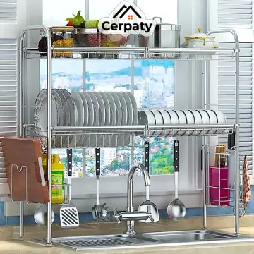 STAINLESS STEEL DISH RACK FOR KITCHEN CABINET HANGING DISH RACK RAK PINGGAN  600MM 800MM 900MM