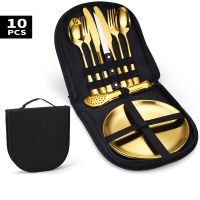 Cutlery Set Outdoor Tableware Set Outdoor Picnic Portable Dining Table Set Western Food Travel Tableware Knife and Fork Set Flatware Sets