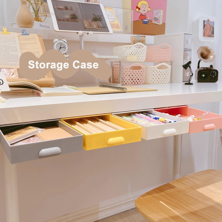 plastic-drawer-hidden-storage-box-organizer-under-desk-drawer-adhesive-storage-case-student-office-stationery