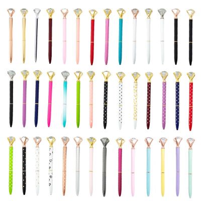 42Pcs Metal Crystal Pen Diamond Ballpoint Pen 0.7mm Blue Writing Pen Student School Gift Ball Pen Like Beauty Pens