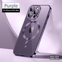 Purple Camera Lens Protection Magnetic Case For Magsafe Wireless Charging iPhone 14 Plus 13 Pro Max 12 11 Original Luxury Cover  Screen Protectors