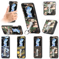 2023Hotsale Camouflage แหวนหนังนุ่มเคสศัพท์สำหรับ Samsung Galaxy Z Flip 5 Flip5กันกระแทก Fall Prevention cket Cover Galaxy Flip5