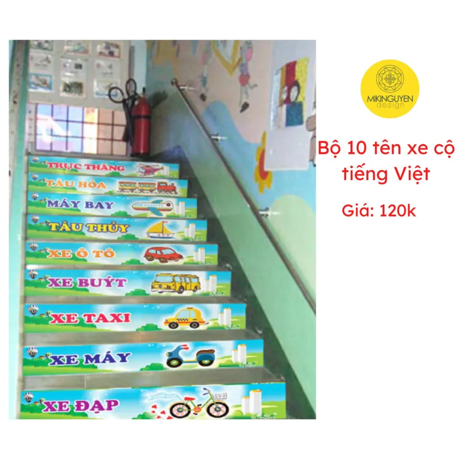 Set 10 tấm decal trang trí bậc cầu thang cho trẻ em, lớp học mầm ...