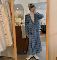 Salt Suit Autumn Winter Plaid Wool Coat High Waist Skirt Two Piece Set Womens Fashion