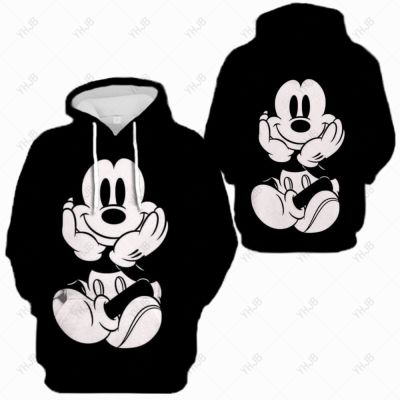 Disney Mickey Mouse พิมพ์หญิง Hoody Harajuku S-5XL เสื้อแฟชั่นคุณภาพสูง Hoody Casual ชายและเด็ก Streetwear