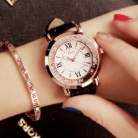 LuckyWd นาฬิกาข้อมือ (สีดำ) สายหนัง นาฬิกาควอตซ์ นาฬิกา ข้อมือ นาฬิกาควอทซ์ นาฬิกาแฟชั่น สไตล์ เกาหลี นาฬิกา ผู้หญิง