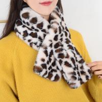 Korean Leopard Print Plush Scarf Winter Faux Rabbit Fur Thicken Warm False Collar Ze Pattern Cross Neck Guard Warm Snood N372023