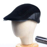 Mens 100 Real Leather Sheep Skin Casquette Amy Beret Peaked Cap Newsboy Flat HatsCaps