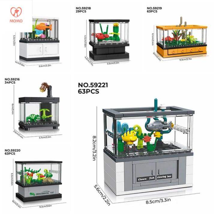 DFSID Plastic Micro Fish Tank Series Building Blocks 6 Options Assemble