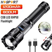 XHP50 Powerful Led Flashlight Type-C USB Rechargeable Torch Light Portable COB LED Army Tactical Flashlight Camping Lantern Rechargeable  Flashlights