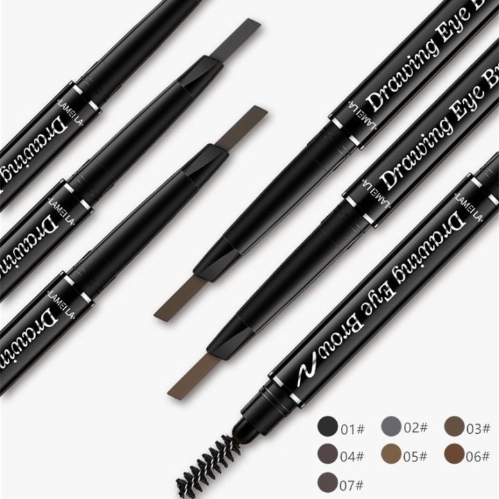 lameila-brow-pencil-ดินสอเขียนคิ้ว-2in1-พร้อมแปรงปัดคิ้ว-แบบหมุน-ปากกาเขียนคิ้ว-ที่เขียนคิ้ว-สีสวย-ติดทนนาน-คิ้วสวย