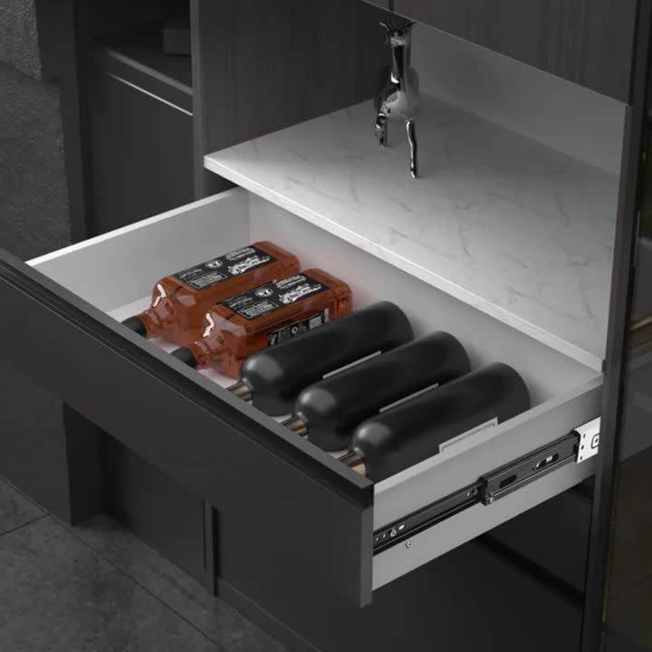 Cold Rolling Steel Drawer Track Rail Drawers Slide Three Section Slides 10 to 20 Inch 3 Way