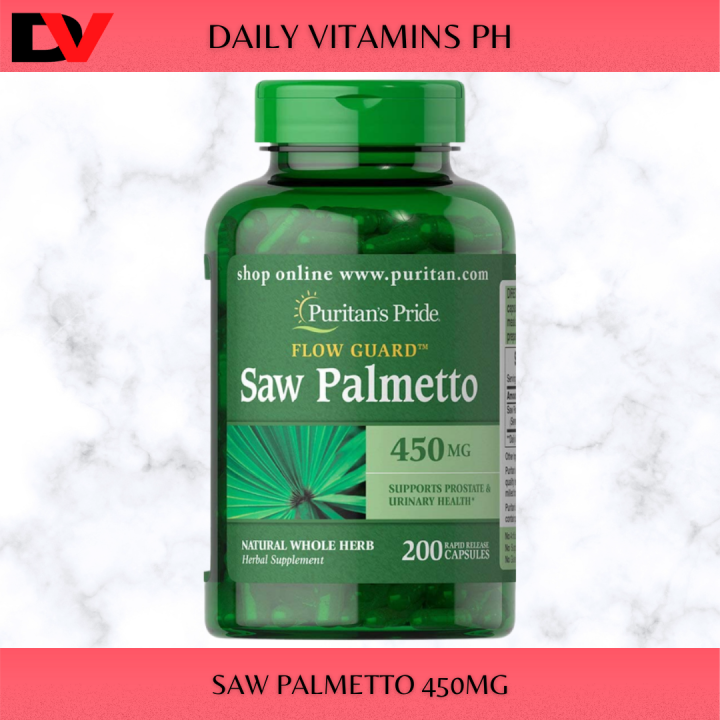 Puritan's Pride Saw Palmetto 450 mg, 200 Capsules Supports Prostate