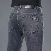 ☑■▼ 2023 spring and summer nine points elastic loose straight mens jeans plus size business mens casual long pants for men