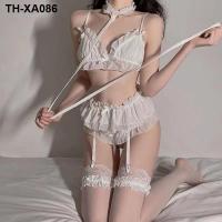 New sexy lingerie bikini three-point maid uniform temptation garter black stockings sexy super spicy five-piece set