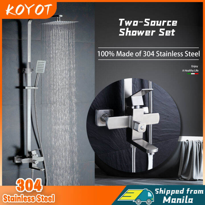 KOYOT 304 Stainless Steel Bathroom Hot and Cold Square Shower Set with