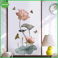 Walpaper Rumah หอพัก TDPTI76V8สติกเกอร์ผนังลายดอกบัว Diy กำแพงดอกไม้รูปลอกมีกาวในตัว