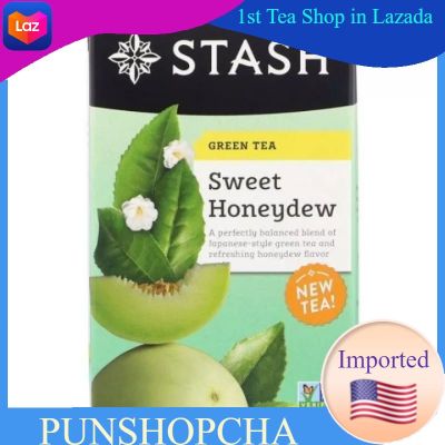 ชา​ Stash Tea, Green Tea, Sweet Honeydew, 18 Tea Bags💚พร้อมส่ง💜