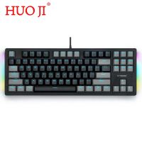 HUO JI K 620 TKL Mechanical Keyboard with RGB Side Light Blue Switch Led Backlit Compact Design 87 Keys Wired Keyboard