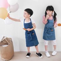 Kids Apron Denim Parent-Child Apron Cotton Korean Version Cover-up Avental Cozinha Pinafore Antifouling Customizable LOGO Aprons