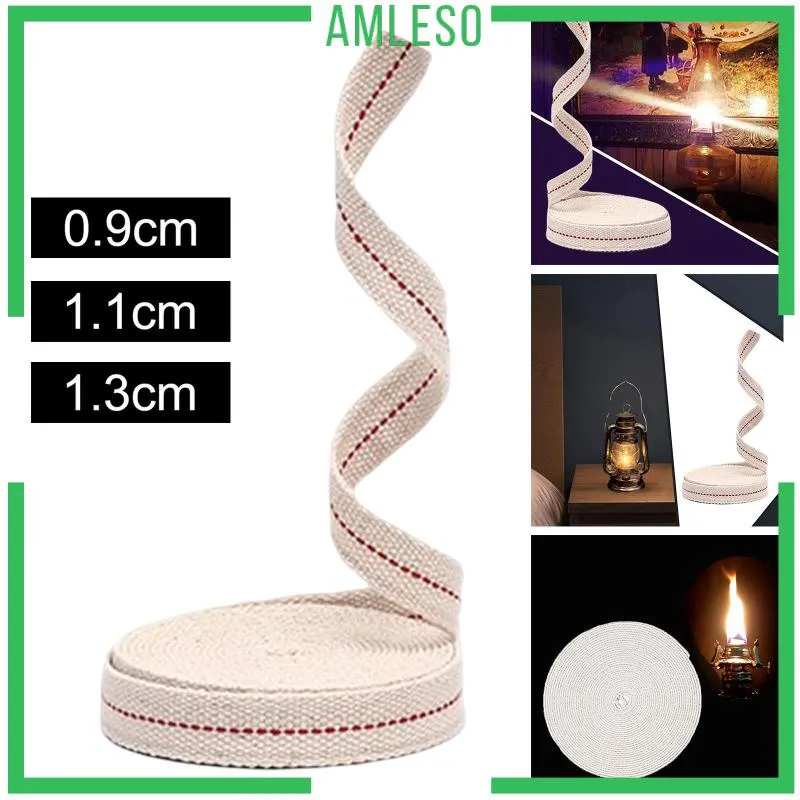 10M Oil Lantern Wick Flat Cotton Wick Oil Lamp Wick Burner with Stitch 1.3cm