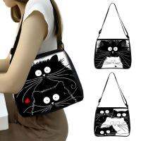 Cartoon Lovely Black And White Cat Handbag Adjustable Shoulder Bags Woman Strap Length Underarm Bag Portable Messenger Bags