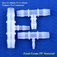 5 200pcs 12 20 To 4 16mm Reducing Tee Connector Food Grade PP Garden Irrigation Reducer Tee Aquarium Fish Tank Pagoda Hose Joint