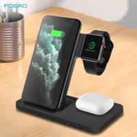 FDGAO 15W Qi Wireless Charger Stand 3 in 1 Fast Charging Dock Station For 13 12 11 XS XR 8 7 6 5 Pro