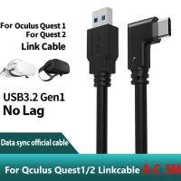 สำหรับ Oculus Quest 2 Elbow 60W PD 5Gbps ที่ชาร์จไฟรวดเร็ว USB 3.2 Gen1 Type-C สายโอนย้ายข้อมูล3M/4M/5M Link Cable อุปกรณ์เสริม VR