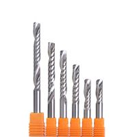 【CW】 5pcs Shank 4mm 5mm 6mm 8mm 1/8 quot; High Quality Carbide CNC Router Bits One Single Flute End Mill Tools Milling Cutter CEL 17-62mm