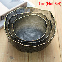 Irregular Gold Inlay Glass Salad Bowl Japanese Style Frost Stria Mallearis Fruit Dessert Snack Bowl Decoration Tableware Kitchen