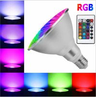 RGB PAR30 PAR38 Par Light หรี่แสงได้ E27 15W 25W LED Spotlight Bulb โคมไฟน้ําท่วมรีโมทคอนโทรล Multicolor ตกแต่งบ้าน⊙