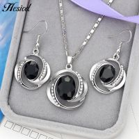 hotx【DT】 Exquisite Color Bridal Jewelry Set Austrian Pendant Necklace Earring Woman