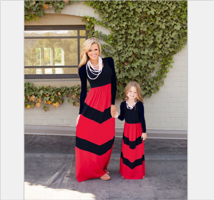 mommy-and-me-fashion-long-sleeve-autumn-dress-2018-mother-amp-kids-new-striped-mother-daughter-dresses-family-matching-outfits