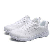 Akexiya White Sneakers Women Sport Shoes Lace-Up Running Shoes Woman  Fashion Mesh Round Cross Straps Female Flat Sneakers