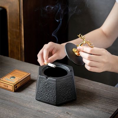 hot！【DT】☾  Frosted Ashtray Storage Jar Hexagonal Car Interior Ornaments for Decoration