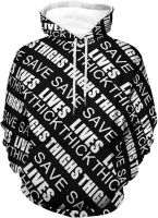 Thick Thighs Save Lives Printed Hoodies Pullover Casual Sweatshirt Hooded With Pockets M