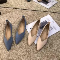 SWEETC RAYA 2022 Kasut Perempuan Pointed Toe Flat Shoes Shallow Mouth Slimming Flat Shoes V-mouth Soft Comfortable Work Shoes