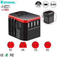 USA / UK / Australia / EU ปลั๊กหลายตัวแปลง Universal Travel Adapter ระบบรักษาความปลอดภัยอัจฉริยะ USB Type C Charger สำหรับ iPhone iPad Samsung