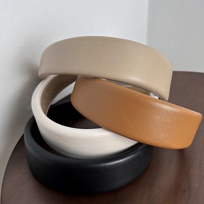 【CW】 Leather Wide Sponge Padded Hair Hoop Band Bezel Accessories Hairband Headband