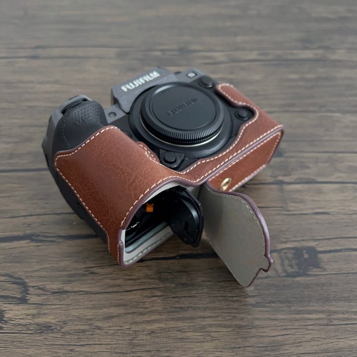 กระเป๋ากล้อง-pu-ครึ่งฐานเปลือกเคสคลุมป้องกันสำหรับ-fujifilm-x-h2-x-h2s-xh2กล้องดิจิตอล-xh2s