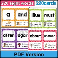 【CW】 220 Sight Words Sentence Flashcards for Kid Toddler English Flash Cards Early Education Kids