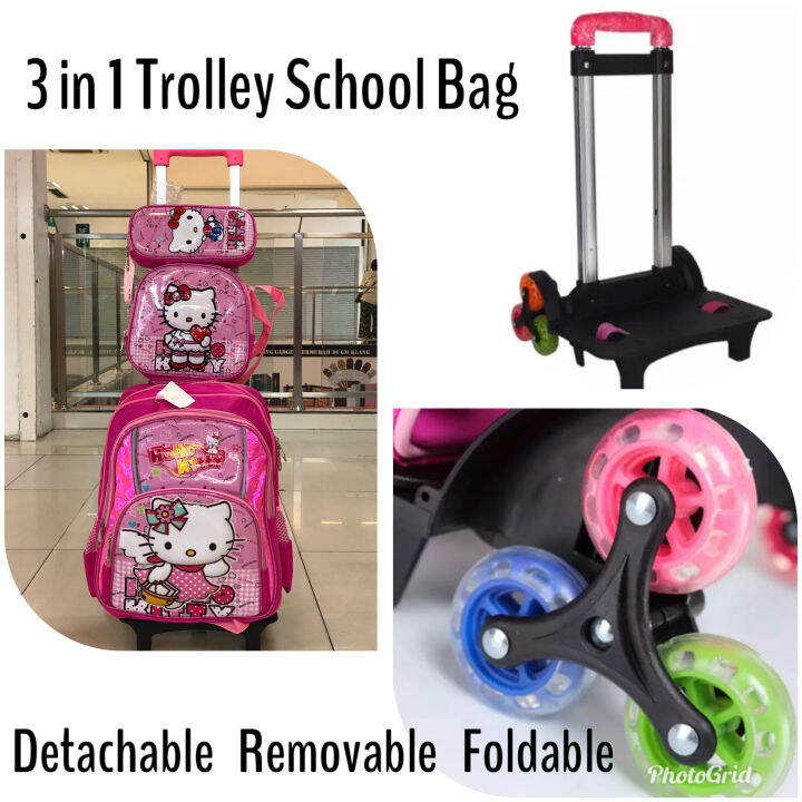 3 in 1 Kitty Trolley School Bag Lazada