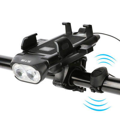 4 In 1 Bicycle Front Light USB Phone Holder Bike Horn MTB Flashlight Waterproof Headlight Cycling BMX Bike Accessorie