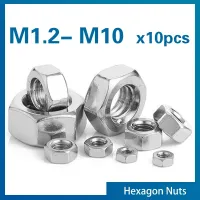 10pcs/lot 304 Stainless Steel Hex Hexagon Nuts DIN555 M2 M2.5 M3 M3.5 M4 M5 M6 M8 M10