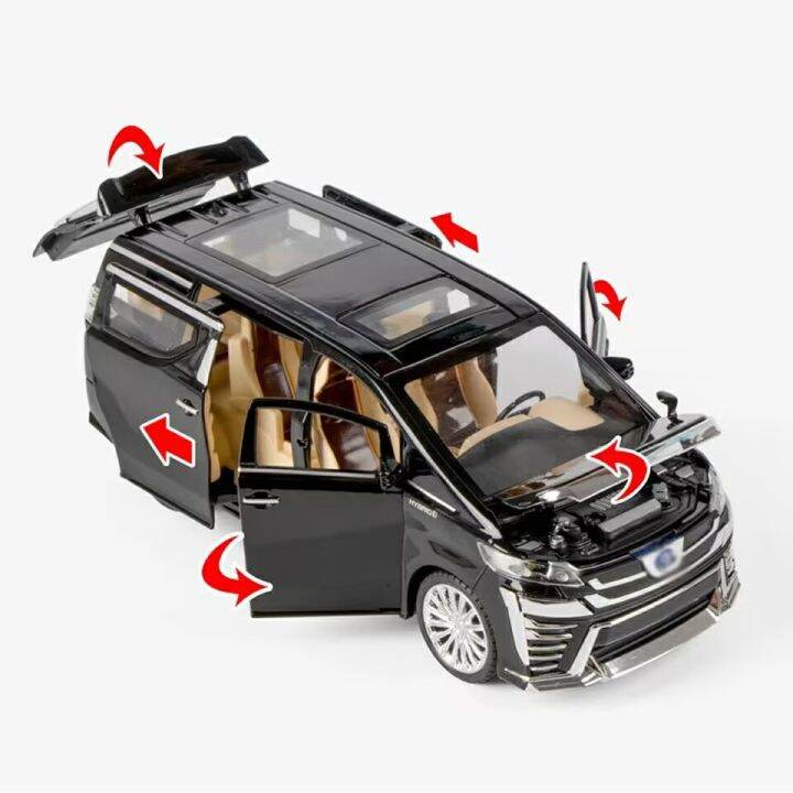 โมเดลรถโลหะผสม1-24-toyota-vellfire-รถ-diecast-จำลองเสียงไฟวันเกิดของสะสมของขวัญปีใหม่-lm300h-โตโยต้าอัลฟาร์ดหรือเล็กซัส