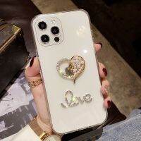 [LWF HOT]☁♀เคสโทรศัพท์ iPhone 13 Pro Max,เคสใสประดับคริสตัลรูปหัวใจพลอยเทียมวิบวับสำหรับ iPhone 12 11 Pro Max 12 13 Mini X XR XS 6S 7 8 Plus SE 2020ฝาครอบกลิตเตอร์หรูหราสำหรับผู้หญิงฝาหลัง