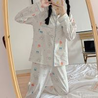 ✔พร้อมส่ง✔ ชุดนอน-ชุดนอนสตรี Pajama Set กางเกงลายการ์ตูนน่ารัก แขนยาว SK5190