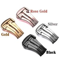 ✓ 18mm 20mm Deployment Buckle สำหรับ Omega หัวเข็มขัดแบบพับได้ สายนาฬิกา Black Rose Gold Stainless Steel Butterfly Clasp