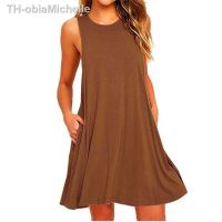 【hot】▲☑○  Sleeveless Ladies O-Neck Beach Loose Vestidos QT034